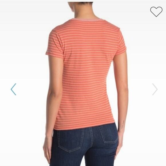 Faherty Didion Coral Stripe T-Shirt - Picture 3 of 11